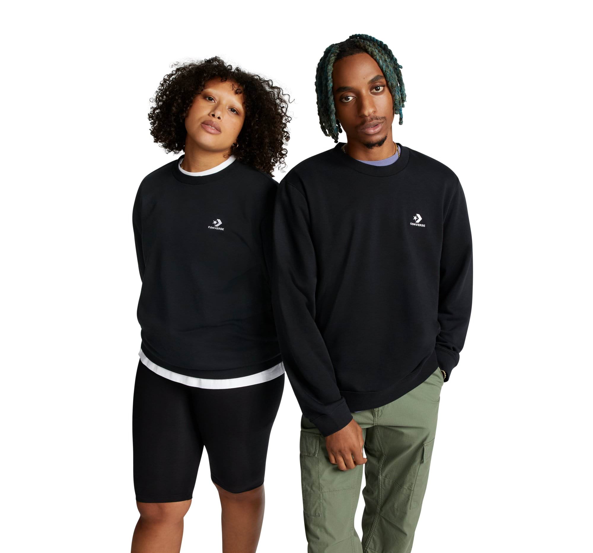 Standard Fit Left Chest Star Chevron Embriodered Crew French Terry