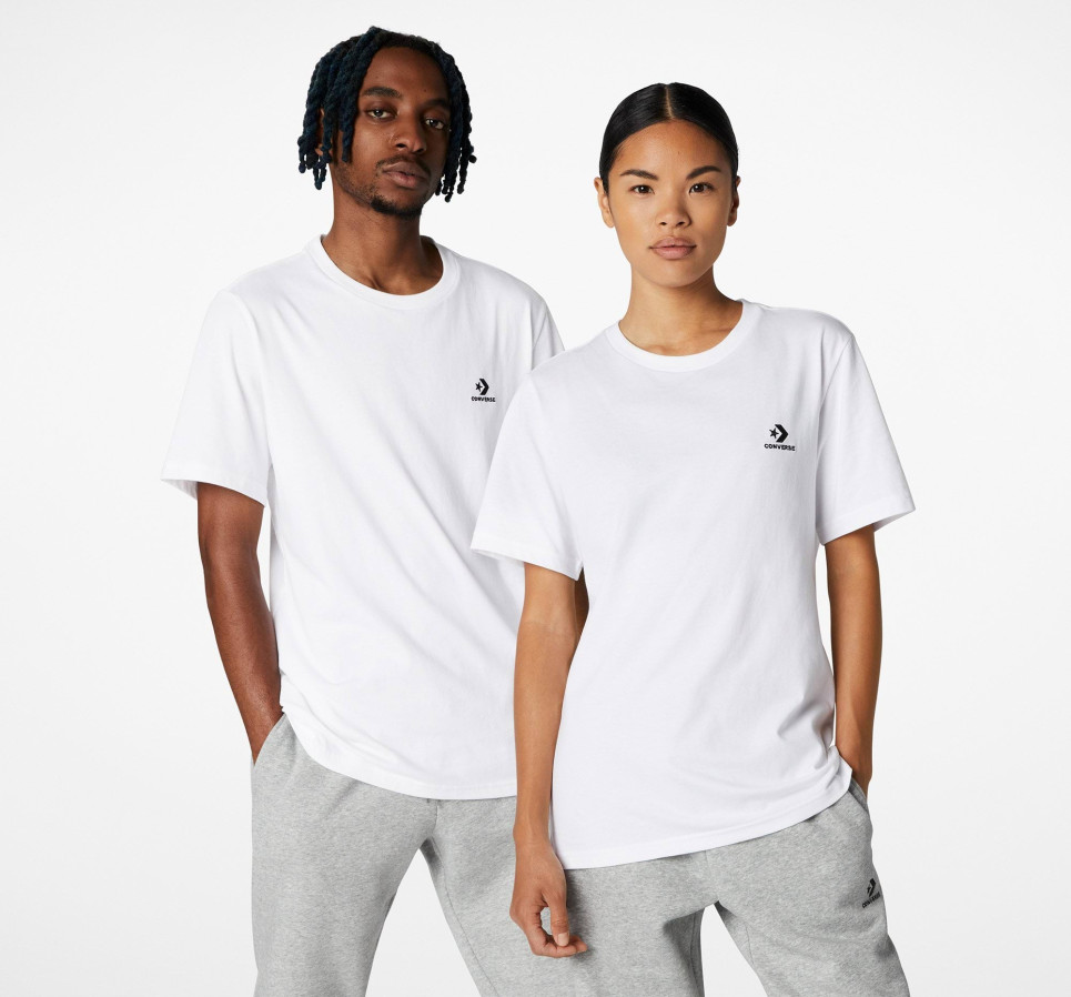 Converse Go-To Embroidered Star Chevron Standard Fit T-Shirt-White-XS