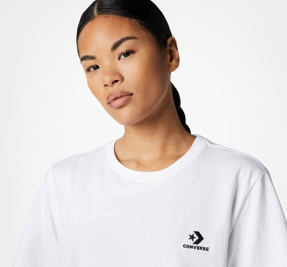 Converse Go-To Embroidered Star Chevron Standard Fit T-Shirt-White-XS