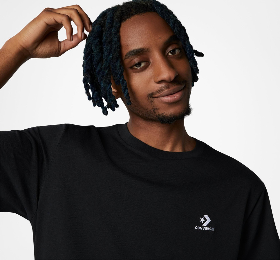 Converse Go-To Embroidered Star Chevron Tee-Black-XS