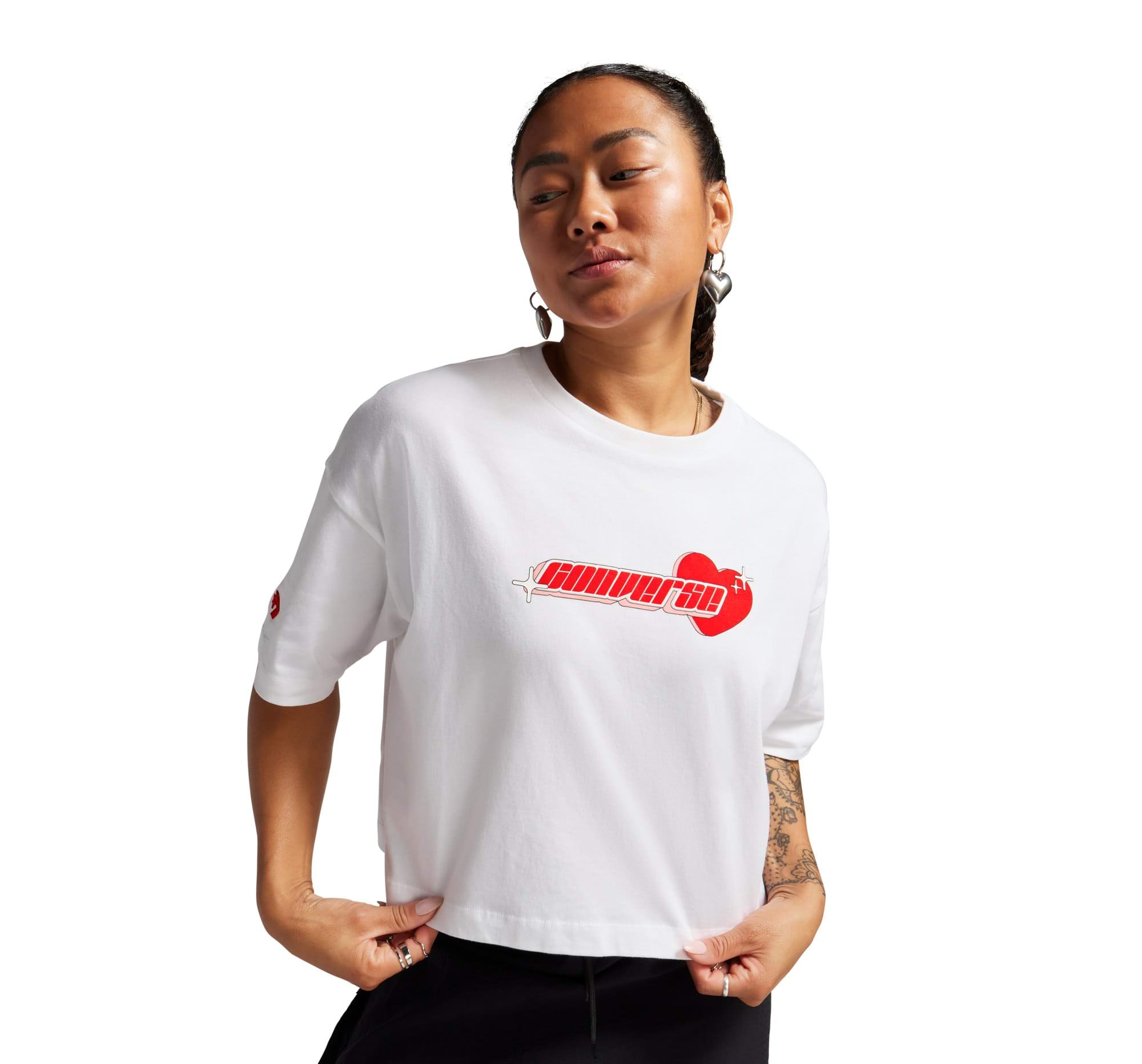 Y2K Heart Cropped Oversized T-Shirt