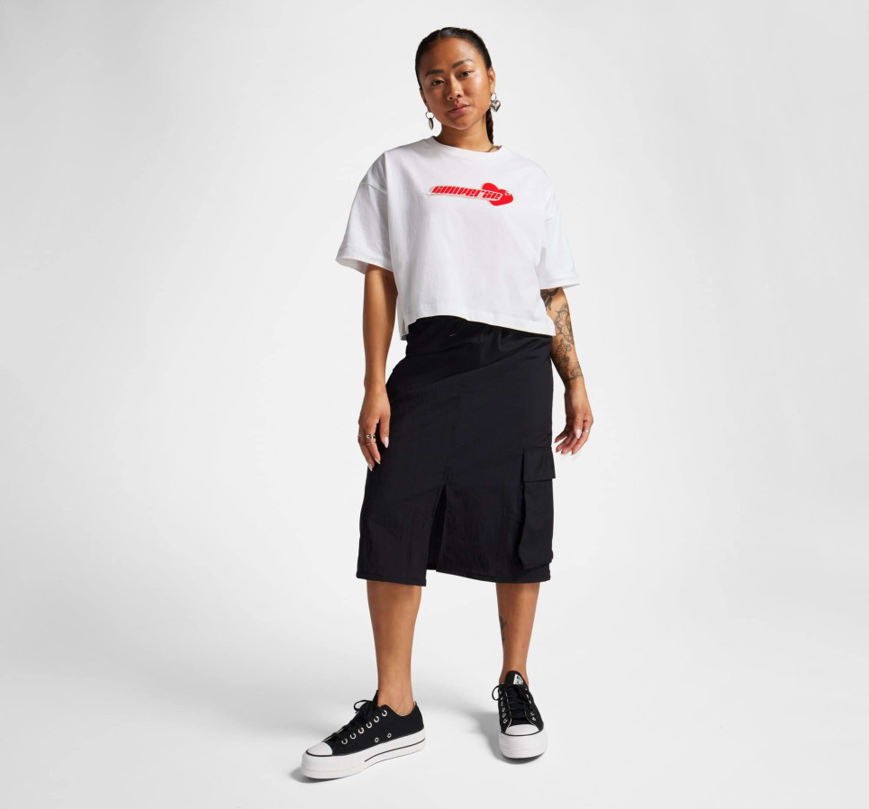 Y2K Heart Cropped Oversized T-Shirt