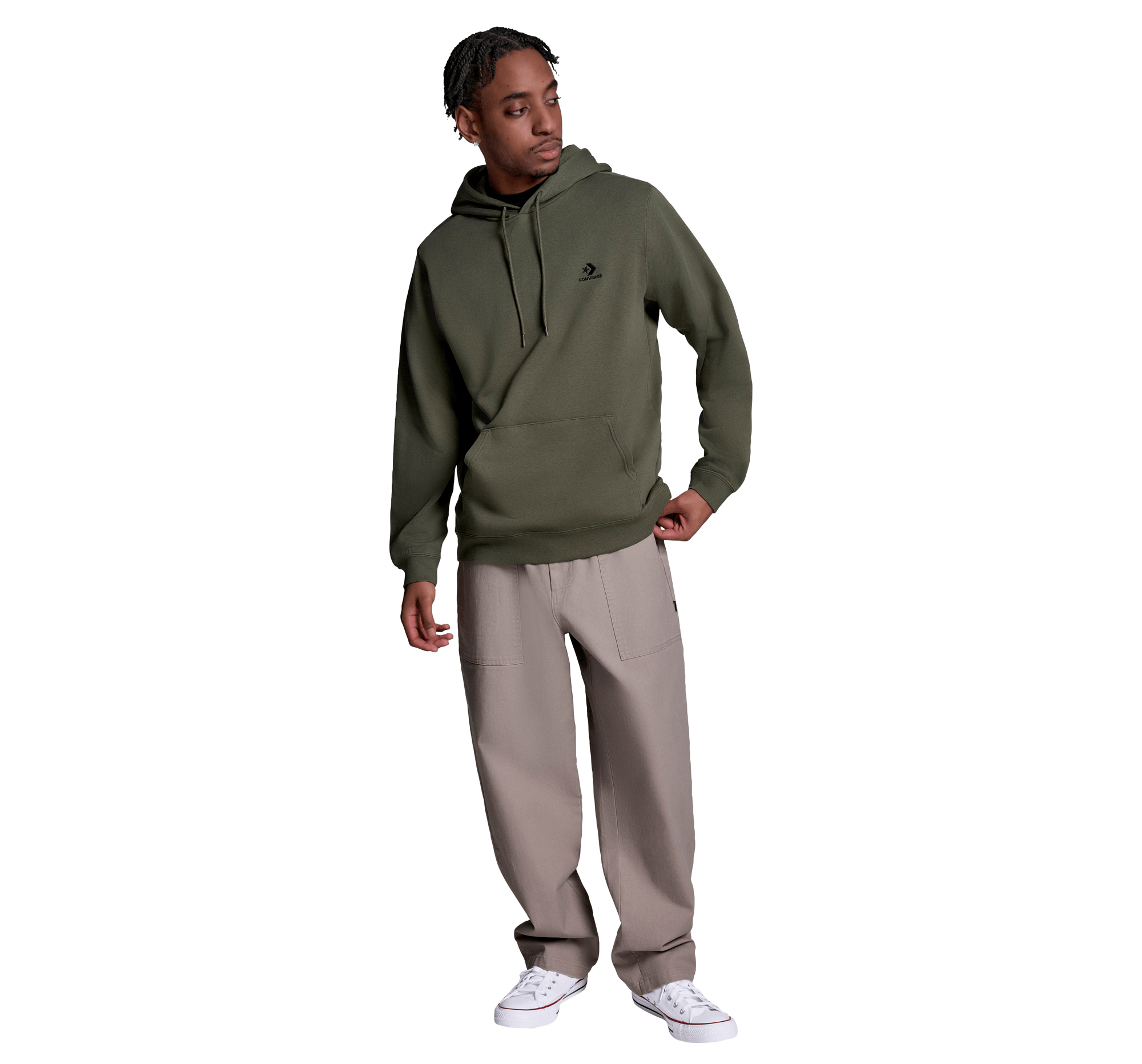 Embroidered Star Chevron Standard-Fit Fleece Hoodie
