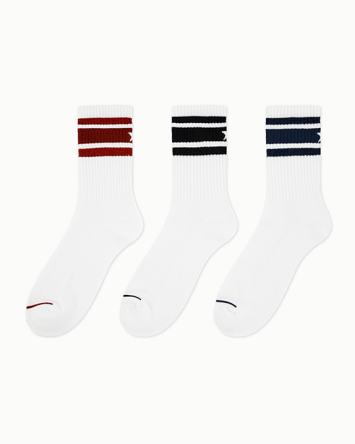 3-Pack High Shine Stripe Half Crew Socks