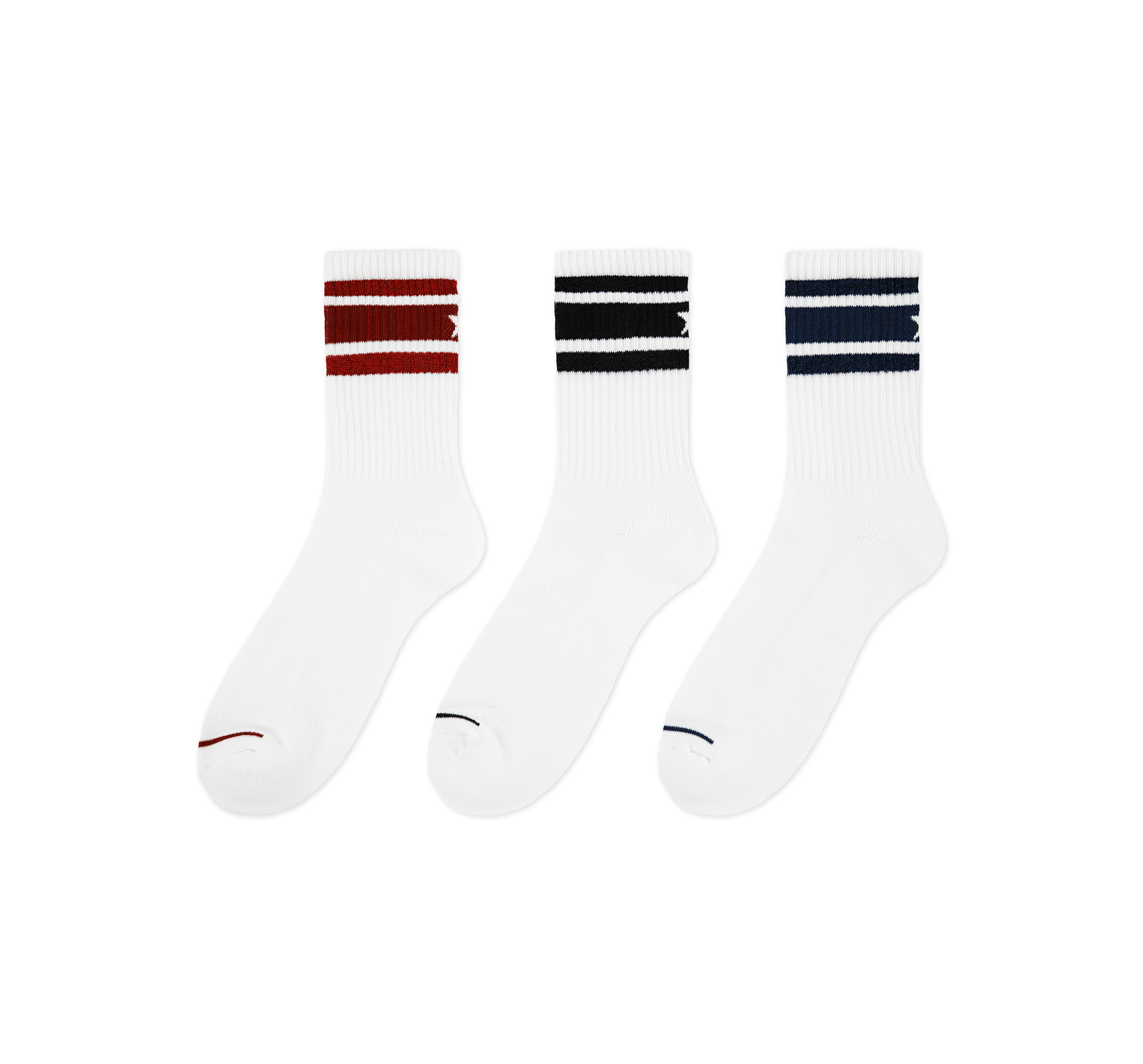 3-Pack High Shine Stripe Half Crew Socks