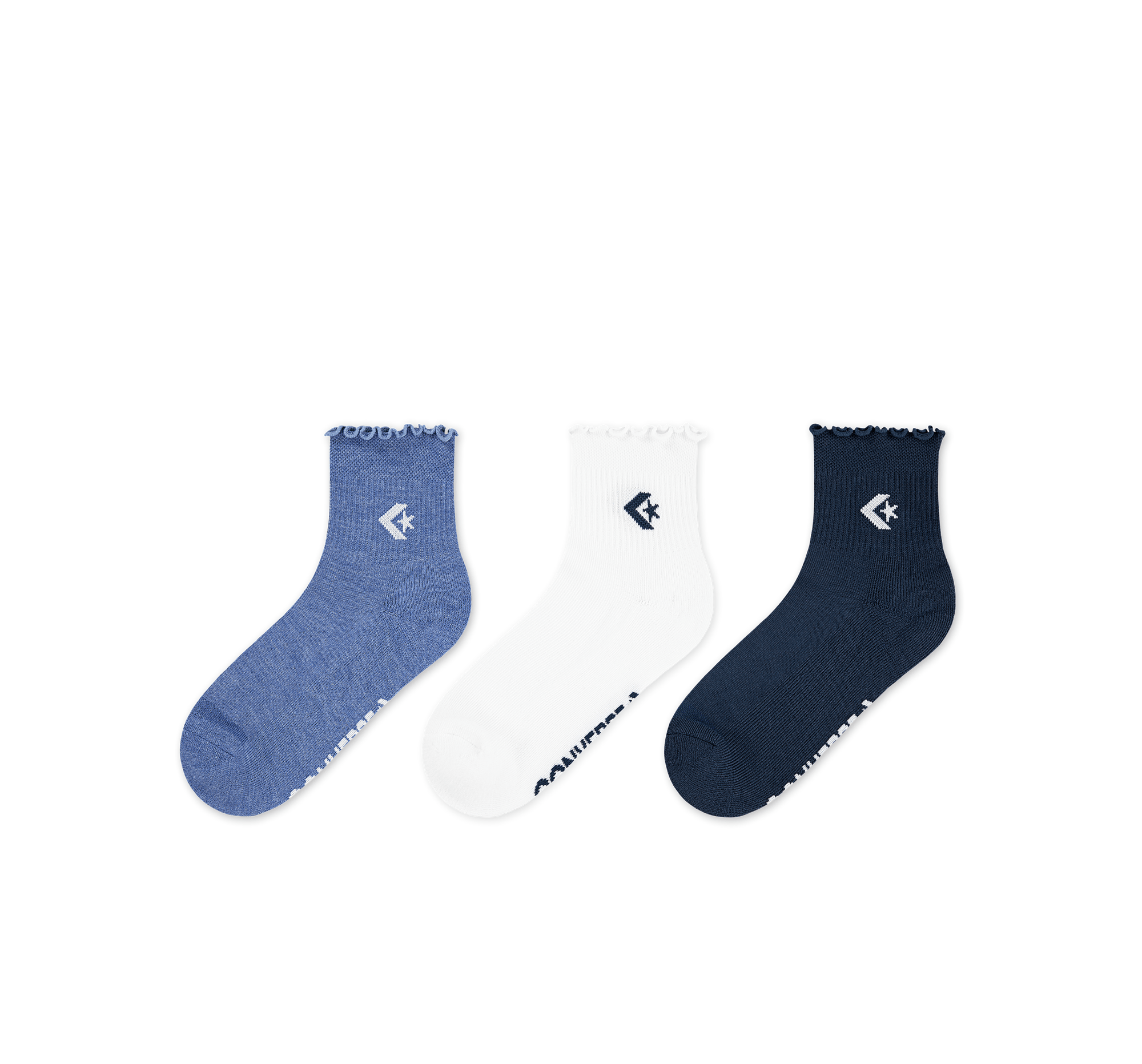 3-Pack Chevron Star Lettuce Cuff Quarter Socks