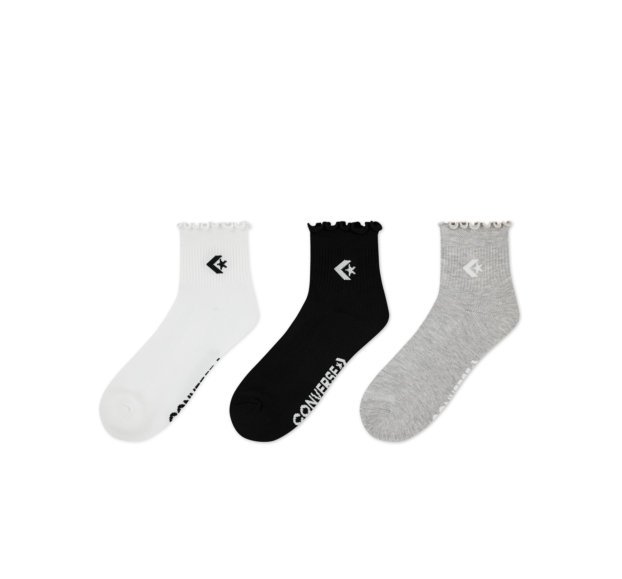 3-Pack Chevron Star Lettuce Cuff Quarter Socks